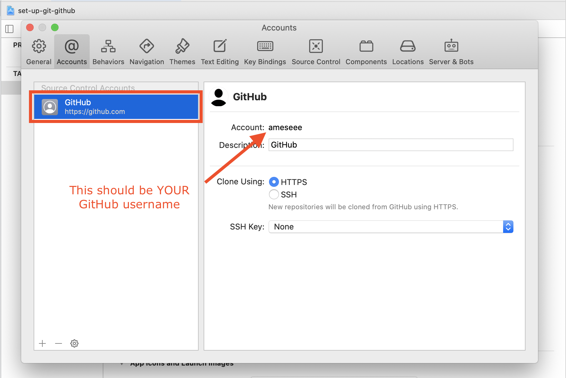 Screenshot illustrating directions above
