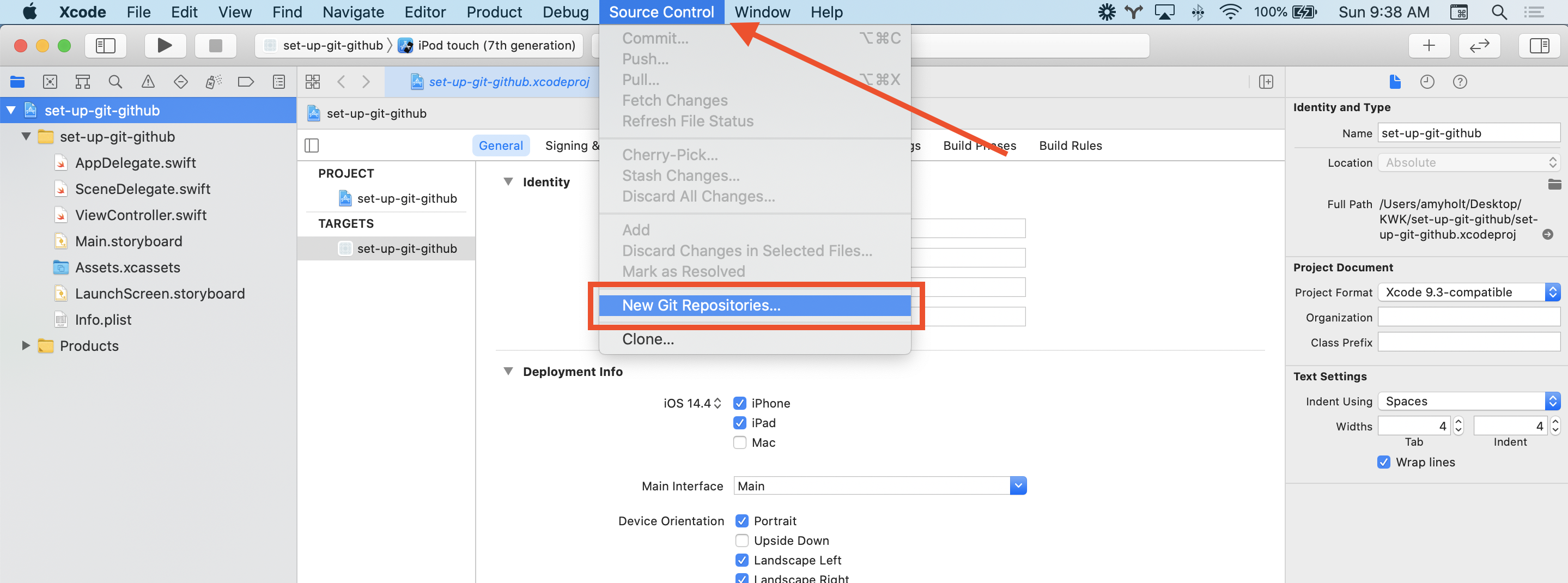 Screenshot illustrating directions above