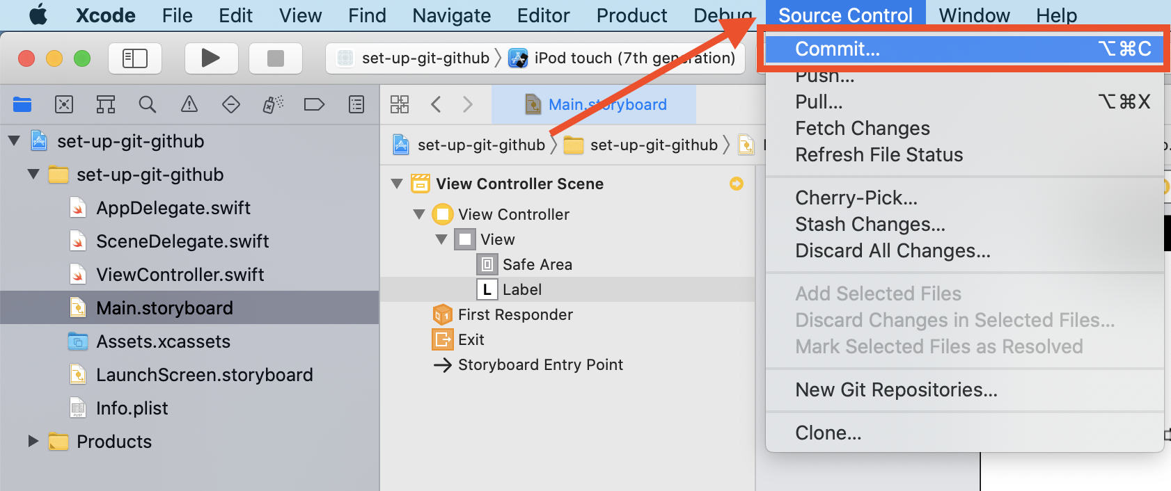 Screenshot illustrating directions above